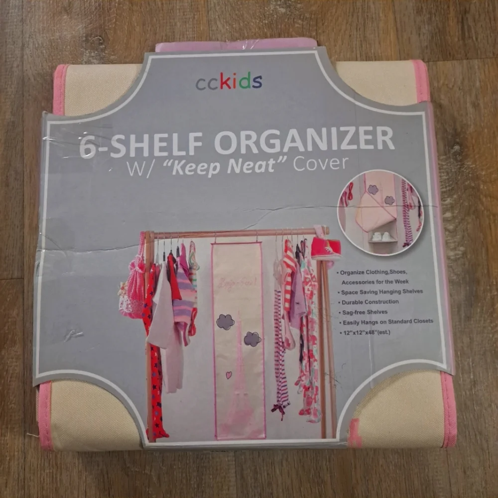 cckids Closet Complete Pink 6-Shelf Organizer Keep Neat Cover 12